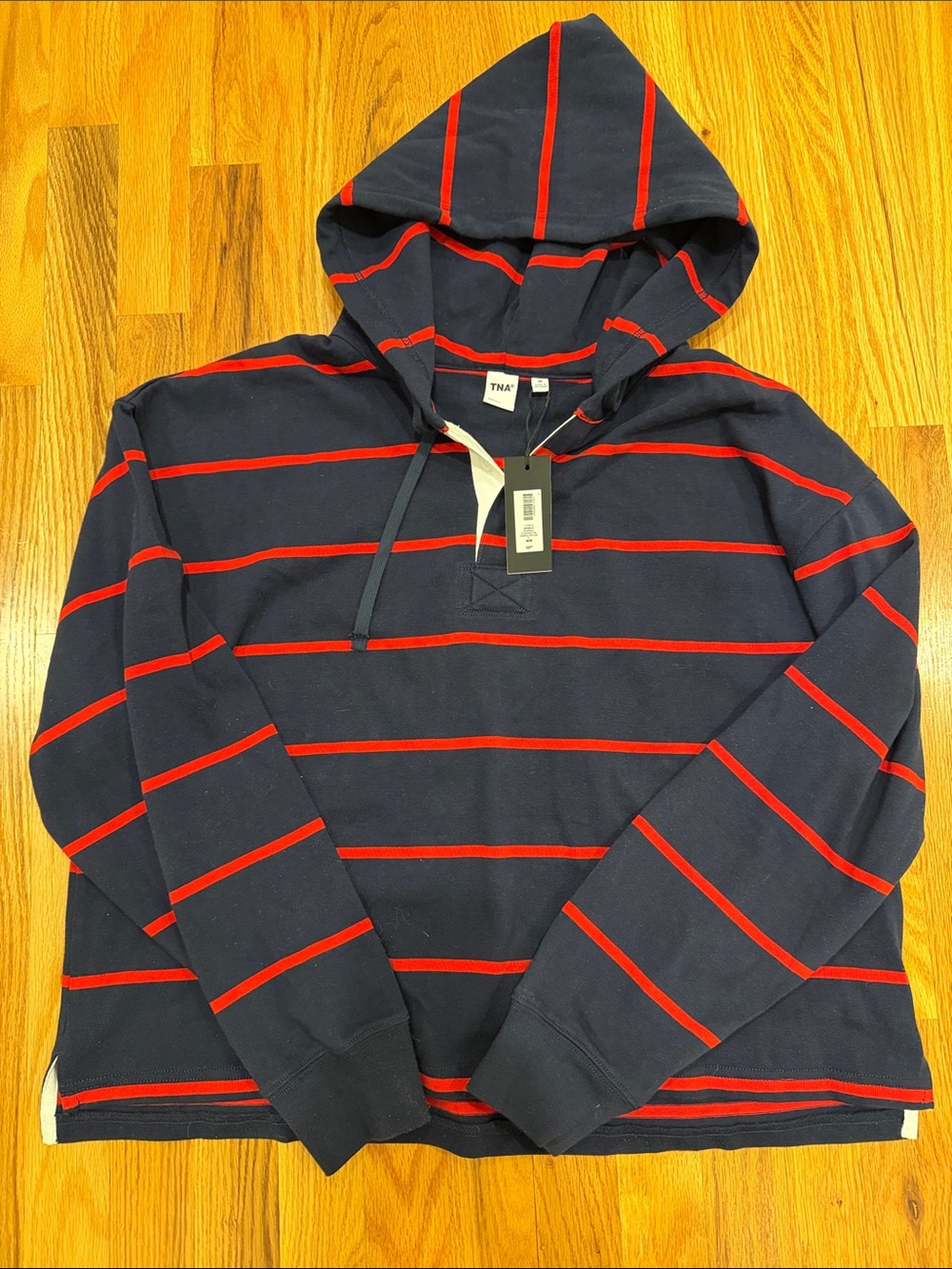 TNA Navy Hoodie with Red Stripes